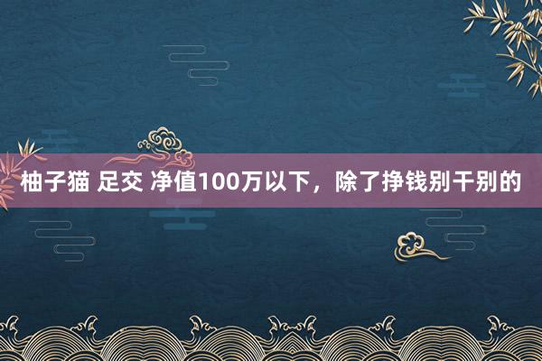 柚子猫 足交 净值100万以下，除了挣钱别干别的