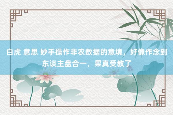 白虎 意思 妙手操作非农数据的意境，好像作念到东谈主盘合一，果真受教了